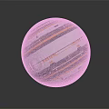 Colorful Striped Sphere With Metallic Texture And Reflection On Dark Background