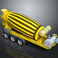 Yellow Black Striped Concrete Mixer Truck With Mixing Drum And Wheels