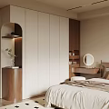 Modern Bedroom Wardrobe Design With Light Wood And White Built in Storage Cabinetry
