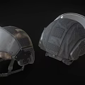 Tactical Protective Helmet With Transparent Visor Dual Color Mesh Panel And Straps