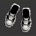 Stylish Black And White Shoes With Thick Sole And Unique Strap Design For Daily Wear