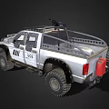 Modified Off Road Truck With UCS Logo Roof Equipment Large Tires Silver White Body Grille