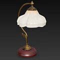 Elegant Table Lamp With White Lampshade Gold Metal Pole And Red Base