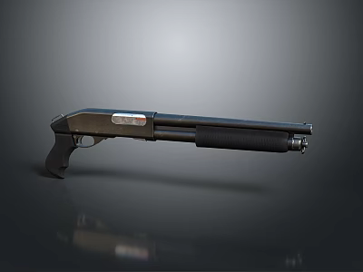 Modern Tactical Shotgun With Sleek Metal Finish And Black Grip Design 3d model