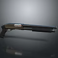 Modern Tactical Shotgun With Sleek Metal Finish And Black Grip Design
