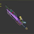 Futuristic Mechanical Sword With Purple Blue Glow And Detailed Structure