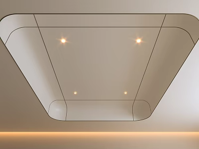 Modern Ceiling Design With Recessed Panels Four Lights And Soft Strip Lighting 3d model