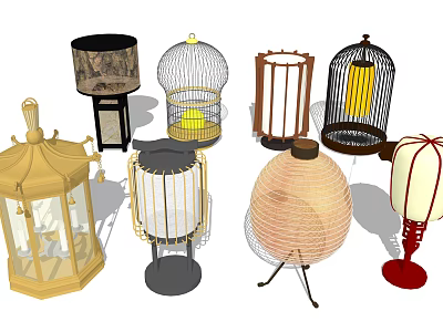 Various Table Lamps With Unique Designs And Decorative Styles For Home 3d model