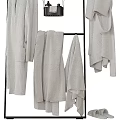 Modern Bathroom Accessories With Hanging Towels Storage Racks And Toiletries Mirror