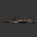 Scenic Miniature Model Landscape With Red Roofed Buildings And Green Trees