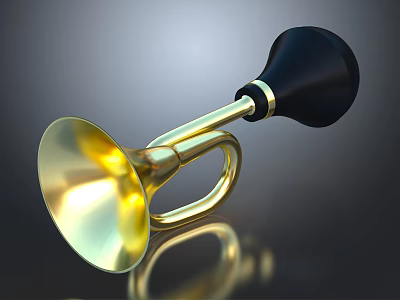 High Quality Golden Horn Shaped Commercial Equipment With Black Top And Reflective Metallic Surface 3d model