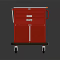 Red Medical Service Cart With Drawers Stainless Steel Frame And Wheels