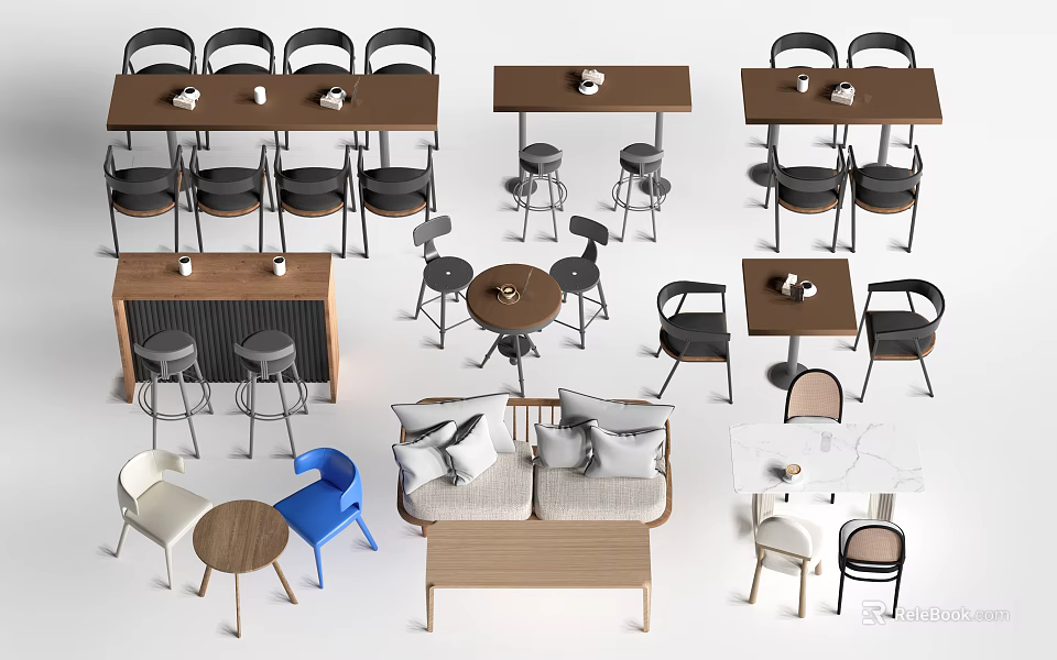 Stylish Modern Table And Chair Sets With Various Designs For Home And Cafe Use 3d model 