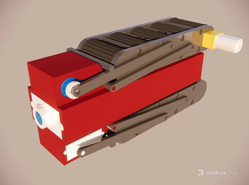 Red Industrial Equipment With Metallic Structure And White Yellow Components 3d model 