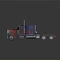 Blue And Red Semi Truck With Flame Design And Silver Accents