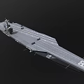 Modern Military Aircraft Carrier With Flight Deck And Navigation Systems