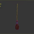Vintage Handmade Broom Featuring Wooden Handle And Woven Straw Bristles