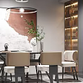 Modern Living Dining Room Interior Design With Sofa Coffee Table TV Wall And Dining Chairs