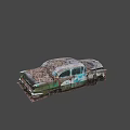 Rusty Vintage Car With Green And White Exterior And Weathered Body