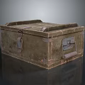 Vintage Worn Storage Trunk With Metal Clasps And Handle As Daily Living Item