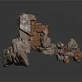 Natural Rock Formation Structure With Stacked Gray Brown Stones And Hollow Space