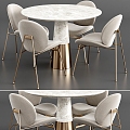 Modern Round Marble Dining Table and Chair 3d model