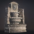 Classic Stone Fountain With Lion Head Decoration And Multi Tiered Structure
