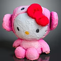 Children's Pink Hello Kitty Stuffed Toy With Red Bow And Soft Plush Design