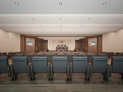 Formal Courtroom Interior Design With Judge's Bench And Audience Seats 3d model
