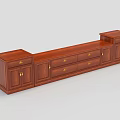Solid Wood TV Stand With Drawers Cabinets And Golden Handles Storage Design 3d model