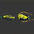 Two Yellow And Blue Streamlined Jet Skis With Gold Accents And Modern Design