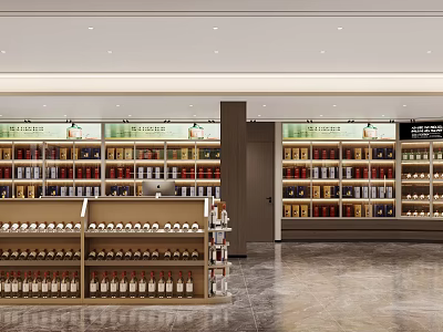 Well Organized Liquor and Tobacco Store Interior With Shelves of Alcohol Bottles and Tobacco Products 3d model