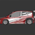 Red Modified Race Car With VALBECOURT RENNTECH Logos Rear Spoiler Sporty Design