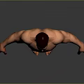 Muscular Male Character 3D Render Standing in Black Shorts with Arms Extended