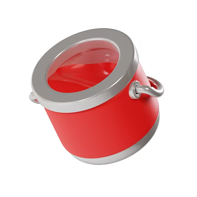 Modern Oil Painting Bucket Red Bucket Cartoon Oil Painting Bucket 3d model