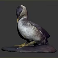 Purple and White Duck Sculpture Standing With Bowing Head On Purple Stone Base