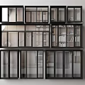 Modern Casement Windows Arranged In Grid With Black Frames And Transparent Glass For Interior Decoration