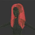 Posed Human Mannequin Figure with Long Red Hair and Detailed Breast Features