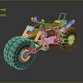 Orange Off Road Motorcycle Featuring Large Tires Metal Frame Front Lights and Rugged Design