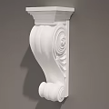 White Classical Capital with Intricate Carved Scrolls and Curved Decorative Details