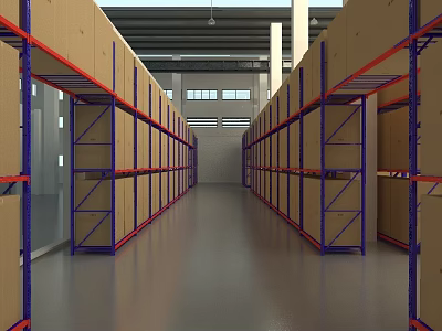 Industrial Warehouse Storage Racks With Metal Shelving And Organized Layout 3d model