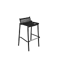 Modern Black Bar Stool With Woven Backrest And Sturdy Metal Frame Design