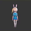 3D Game Movie Character With Rabbit Ears Blonde Hair And Blue Dress