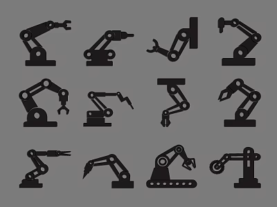 Various Robotic Arm Types Featuring Industrial Design And Different Poses 3d model