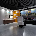 Person Learning Fire Extinguisher Use Method At Fire Safety Exhibition Wall With Flame Design