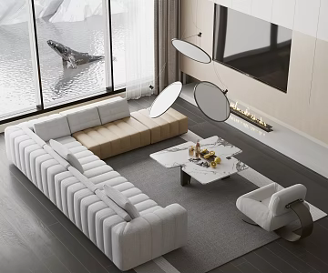 Modern TON Sofa Coffee Table Combo 3d model