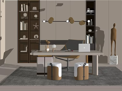 modern office desk and chair 3d model