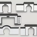 Various Traditional Building Facade Designs With Arched Doorways And Decorative Elements
