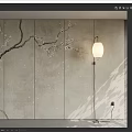 New Chinese Style Background Wall Panel Soft Bag Hard Bag 3d model