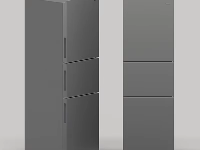 Sleek Gray Three Door Refrigerators As Essential Daily Electrical Appliances With Modern Design 3d model